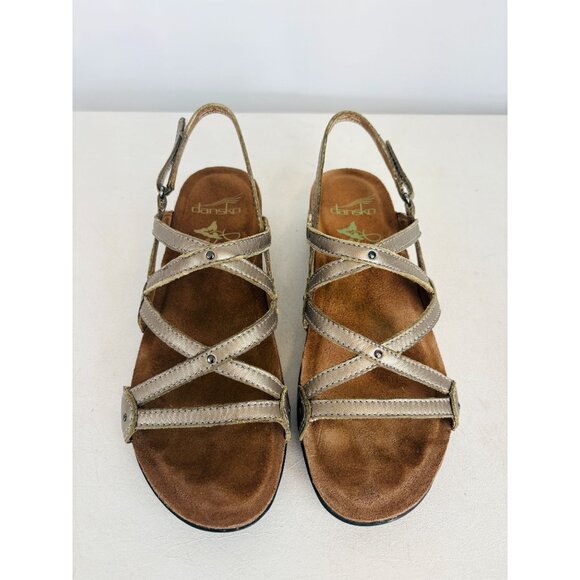 Dansko Jovie Metallic Pewter Leather Strappy Sandals, Women's EU Sz 37 - Picture 3 of 9